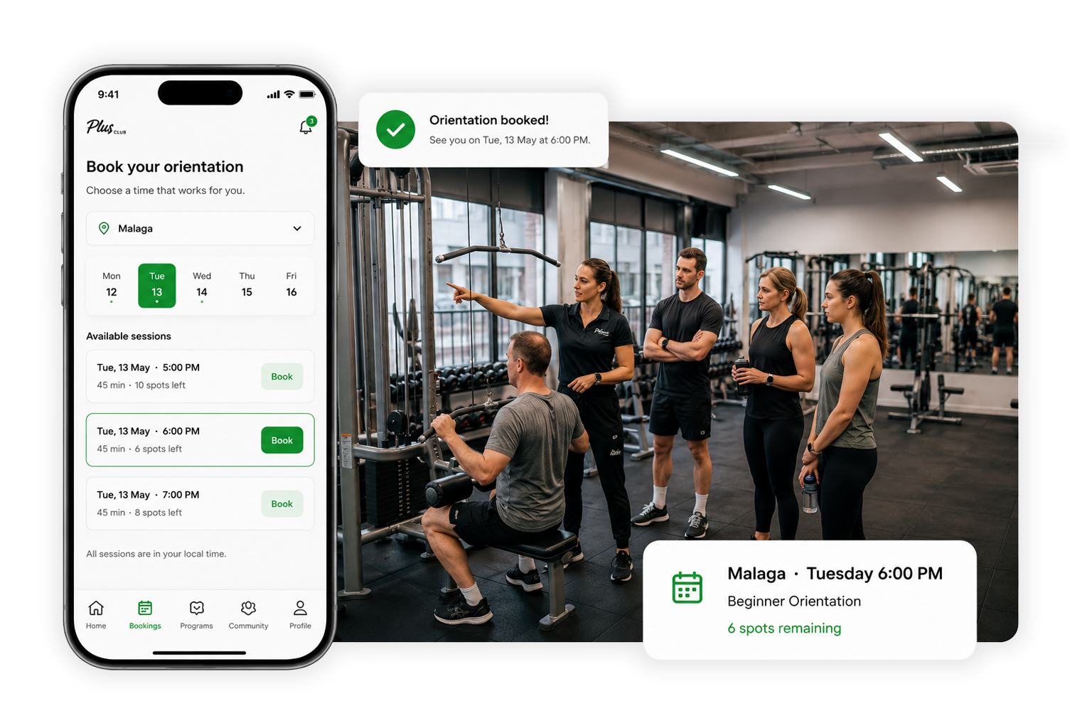 FitIQ orientation booking in the member app